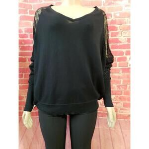 Mol Knits Women's Thin Knit Cardigan Sweater Size XS Black Oversized Mesh (B7)